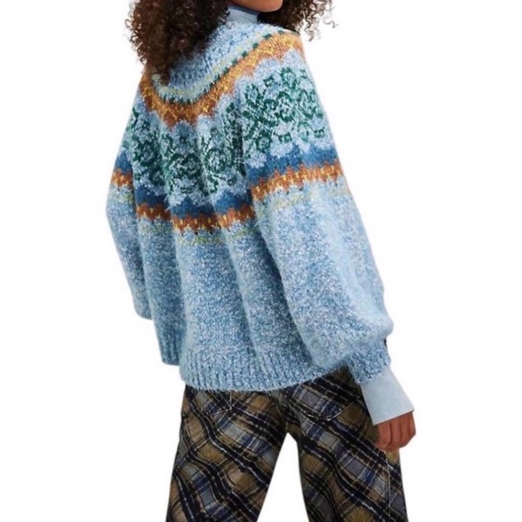 NWT Free People Festive Frost Sweater Ice Blue Size M - Picture 8 of 11